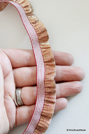 Wholesale Pleated Bronze And Brown Tissue Ribbon Trim, Approx. 19mm wide
